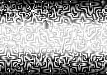 Wall Mural - Abstract psychedelic background with circles and lines of various widths in retro illusion style