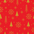 Gold and Red Seamless Christmas Tree Pattern in Vector