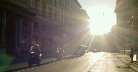 Wall Mural - Rome, Italy - January, 08: Early morning view of the  Corso Vittorio Emanuele on January 08, 2020