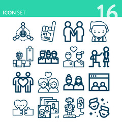 Wall Mural - Simple set of 16 icons related to acquaintance