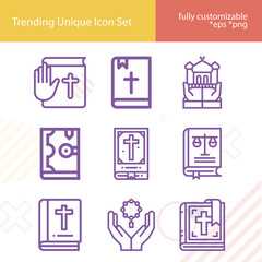 Sticker - Simple set of religious writing related lineal icons.