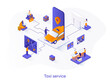 © alexdndz - Taxi service isometric web banner. Web application for online taxi order isometry concept. Booking service 3d scene, passenger transportation flat design. Vector illustration with people characters.