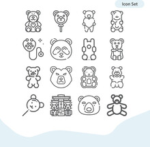 Simple Set Of Polar Bear Related Lineal Icons.
