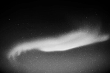 Sticker - Starry sky. Northern lights, aurora borealis. Black white background