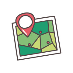 Sticker - gps mark icon on green map vector design