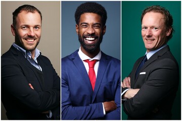 Canvas Print - Group of beautiful man in front of a background