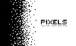 Illustration disintegrates or dissolves on the pixel pattern. Vector concept of technology. Place for text. Monochrome style. Isolated background