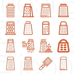 Sticker - 16 pack of grater  lineal web icons set