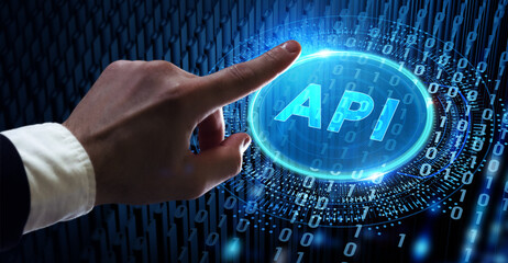 API - Application Programming Interface. Software development tool. Business, modern technology, internet and networking concept