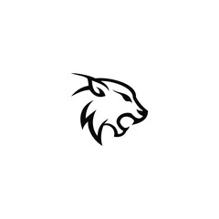 lynx head line  vector icon illustration