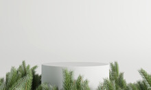 White Product Display Podium. Pine Concept. 3D Rendering
