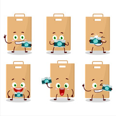 Poster - Photographer profession emoticon with food bag cartoon character