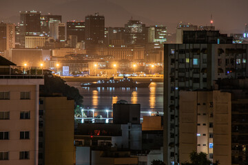 Rio de Janeiro, Brazil - CIRCA 2020: Photo of the night urban landscape, outdoors, of the daily life of the population of a Brazilian city