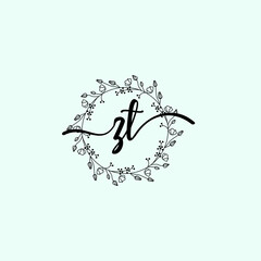 ZT Initial handwriting logo template vector 