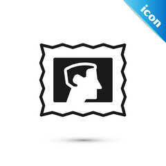 Sticker - Grey Postal stamp icon isolated on white background. Vector.