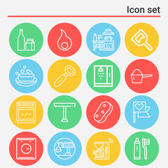 Wall Mural - 16 pack of sink  lineal web icons set