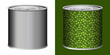 © ID-EasyDoor - Deux illustrations vectorielles 3D - 1 boite de conserve brut et 1 boite avec une étiquette au motif de petits pois pour représenter ce qu’il y a à l’intérieur.