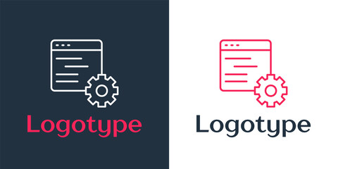 Logotype line Computer api interface icon isolated on white background. Application programming interface API technology. Software integration. Logo design template element. Vector.
