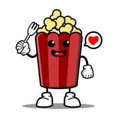 Canvas Print - cute popcorn cartoon mascot character