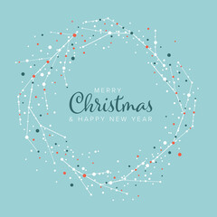 Wall Mural - Minimalist Christmas flyer/card template with wreath