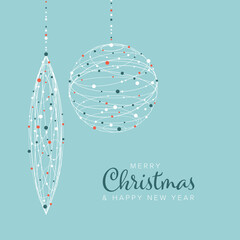 Wall Mural - minimalist christmas flyer/card template with christmas decorations