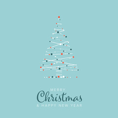 Wall Mural - minimalist christmas flyer/card template with christmas tree