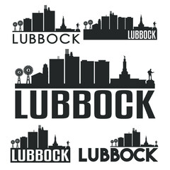 Poster - Lubbock Texas Flat Icon Skyline Vector Silhouette Design Set Logos.