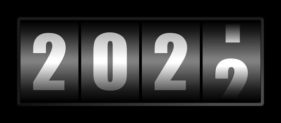 Poster - New year 2022 greeting card, vector illustration with counter on black background