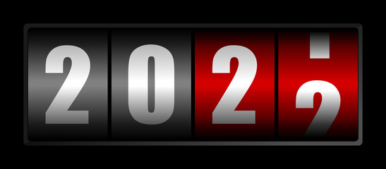 Poster - New year 2022 greeting card, vector illustration with counter on black background