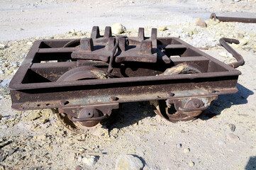 Old rusty abandoned machinery at a mining plant, Greece