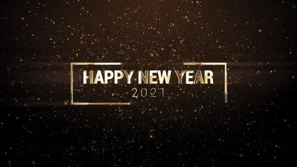Wall Mural - 4k animation. happy new year glamour greetings video card with shining golden particles and golden t