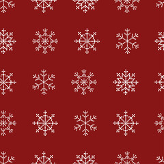 Wall Mural - Lovely hand drawn snowflakes seamless pattern, creative dotted stars, great for christmas and winter textiles, banners, wallpaper, wrapping - vector design