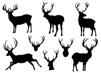 Set Reindeer silhouettes vector illustration