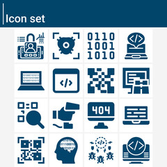 Simple set of coding system related filled icons.