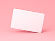 canvas print picture - Blank white card isolated on pink pastel color background minimal conceptual 3D rendering