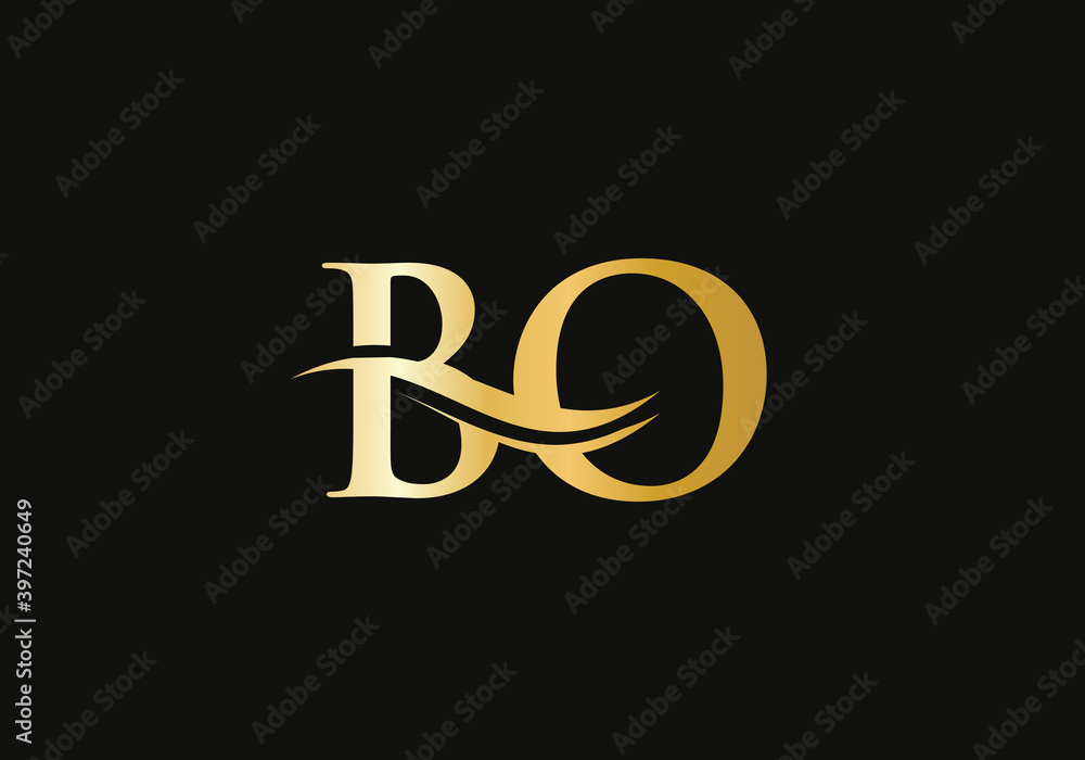 Minimal BO letters logo Modern Trendy with gold color. BO Logo design ...