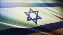 Waving Israeli Flag With Fabric Pattern