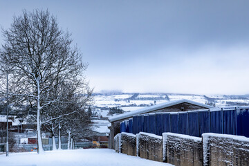 Wall Mural - first snow fall in Auchinleck scotland