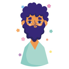 Poster - afro american man with beard character avatar in cartoon