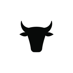 Canvas Print - Vector flat bull head silhouette icon isolated on white background