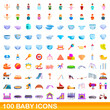 © nsit0108 - 100 baby icons set. Cartoon illustration of 100 baby icons vector set isolated on white background