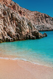 Fototapeta Most - Beautiful beach Seitan limania also known as Stefanou beach on Crete, Greece. Superb turquoise bay in a canyon, this destination is hard to reach, famous place on island of Crete .