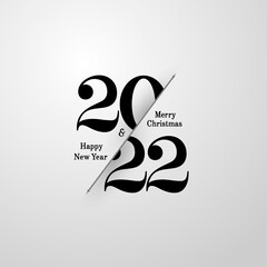 Wall Mural - 2022 Happy New Year greeting card. Logo luxury numbers 2022 and black text on light background. Cover of business diary for with wishes. Brochure design template, poster, card. Vector Illustration