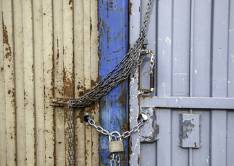 Wall Mural - Door lock and chain