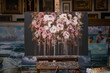 © Victor Gonzalez/ADDICTIVE STOCK - Beautiful floral painting on canvas placed on easel at workplace in creative art workshop