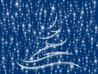 Symbolic image of the fir tree and snowflakes on a blue background