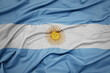 waving colorful national flag of argentina.