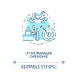 © bsd studio - Office manager experience turquoise concept icon. Employee ability. Remote work. Virtual assistant skill idea thin line illustration. Vector isolated outline RGB color drawing. Editable stroke
