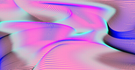 Wall Mural - colorful neon modern background. abstract glitched texture with gradient vibrant bright stains.