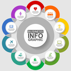 Leinwandbilder - Flat design business diagram, infographic vector template with 10 options